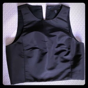 Tibi black silk taffeta crop top- size 2
